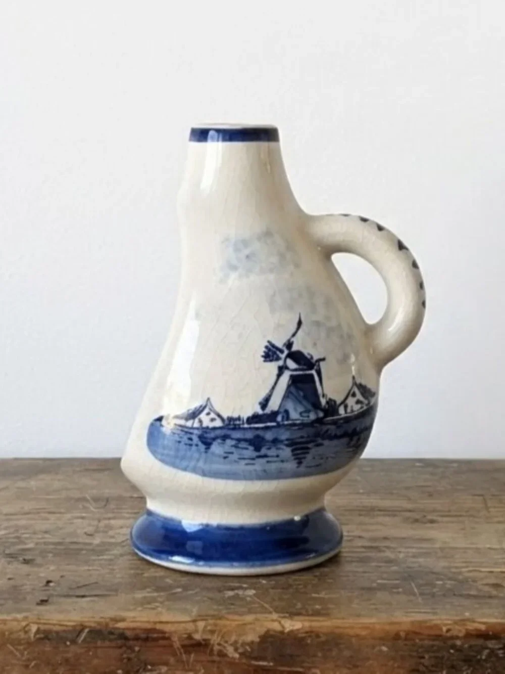 Vintage Delft Blue Holland Blue and White Porcelain Candle Holder Chamberstick